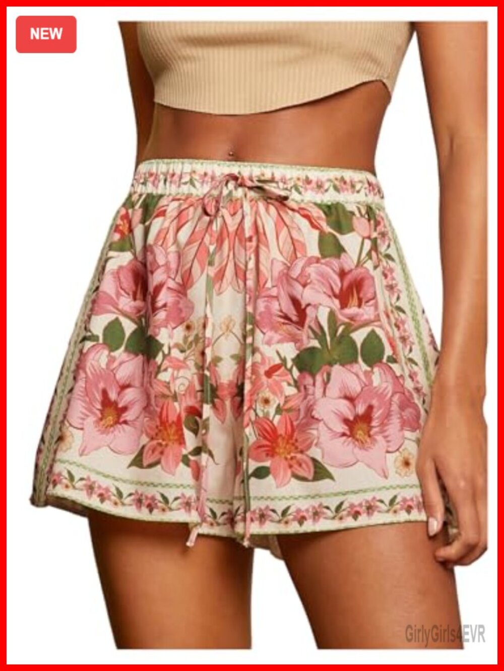 RoseSeek Women's Flowy Boho Floral High Waisted Vacation Shorts